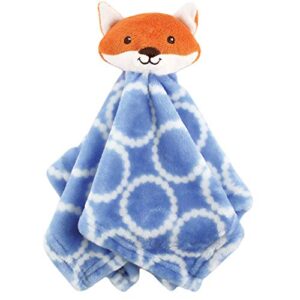 hudson baby unisex baby animal face security blanket, blue fox, one size