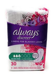 always discreet, incontinence light pads, 3 drops, 30 pads each (value pack of 2)