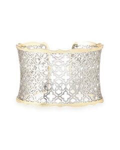 kendra scott candice cuff bracelet for women in mixed metal filigree, fashion jewelry, 14k gold-plated and rhodium-plated