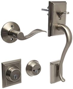 schlage f62-add-acc-lh addison double cylinder handleset with left handed interi, satin nickel