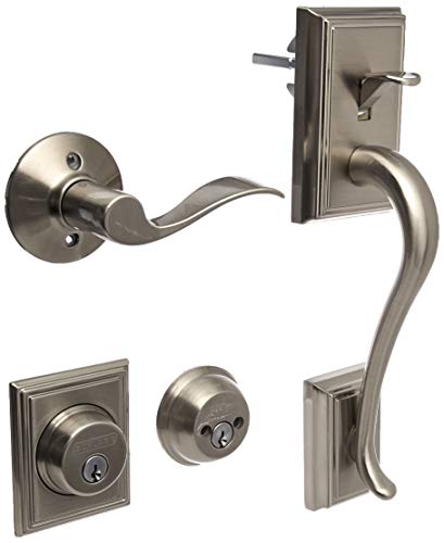 Schlage F62-ADD-ACC-LH Addison Double Cylinder Handleset with Left Handed Interi, Satin Nickel