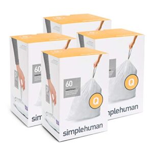 simplehuman code q custom fit drawstring trash bags in dispenser packs, 50-65 liter / 8 gallon, white – 240 liners