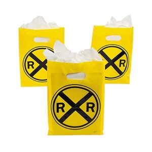 fun express railroad plastic treat bags for birthday | train party supplies | goodie bags | party favor bags party bags candy bags for birthday party | kids party favors | 12 pieces