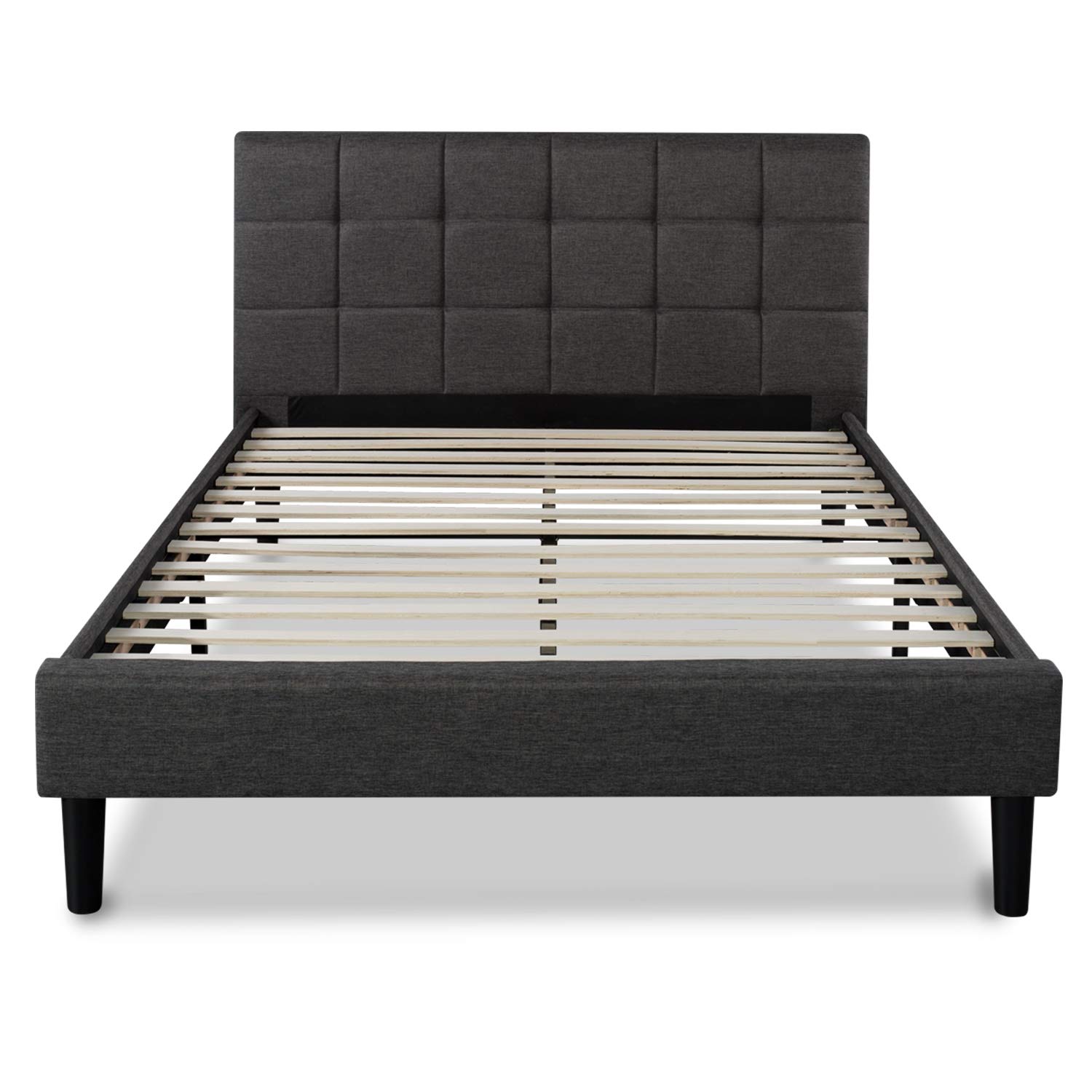 ZINUS Lottie Upholstered Platform Bed Frame / Mattress Foundation / Wood Slat Support / No Box Spring Needed / Easy Assembly, Grey, Full