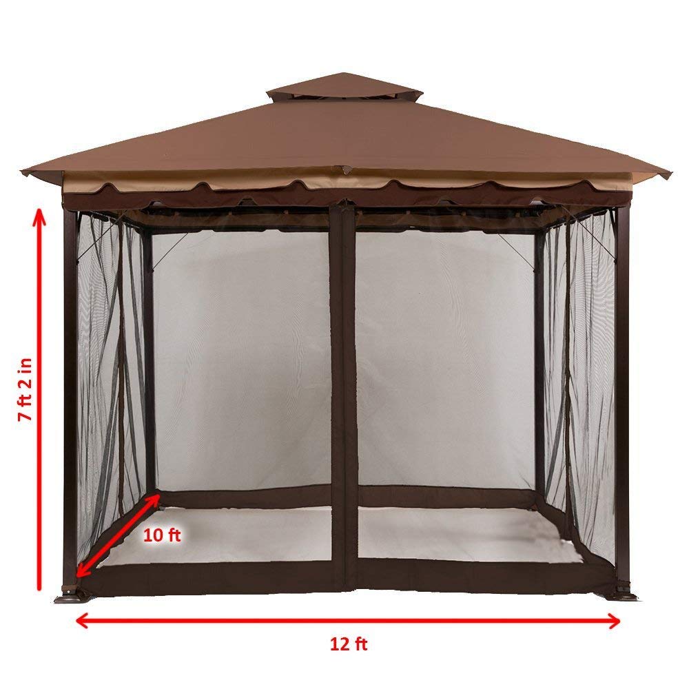 Keep Mosquitoes Out of Your 10 x 12 Gazebo with This Four Panel Pack of Easy to Netting with Zippers