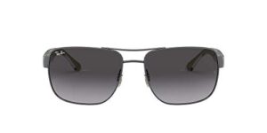 ray-ban men's rb3530 square sunglasses, gunmetal/light grey gradient dark grey, 58 mm