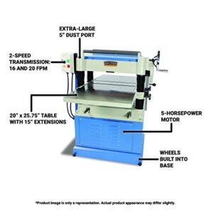 Baileigh IP-208 Woodworking Planer, 20" Width, 8" Max Height, 220V 1PH, 5HP