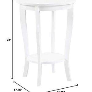 Convenience Concepts American Heritage Round End Table, White