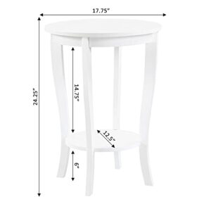 Convenience Concepts American Heritage Round End Table, White