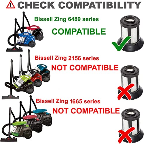 HQRP 2-Pack Dirt Cup Filter Assembly compatible with Bissell 6489, 64892, 64894 Bagless Canister Vacuum Cleaner, parts 203-1772 and 203-1532 Replacement