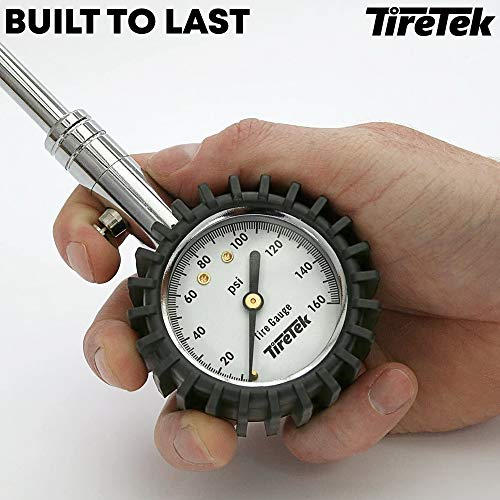 TireTek Tire Pressure Gauge (160 PSI) for Truck, Semi Truck, ATV, RV & Motorhome - Dual Head Tire Gauge Pressure Reader for Dually Tires, Heavy Duty ANSI Air Pressure Gauge, Semi Truck Accessories