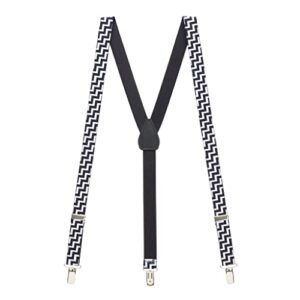 suspender store black & white zig zag suspenders - 1 inch y-back 42" for 5'0" to 5'9" tall