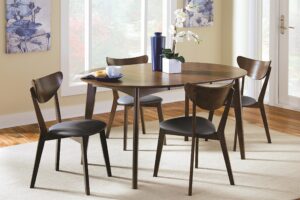 coaster home furnishings malone 5-piece oval table dining set, dark walnut & black (105361-s5)
