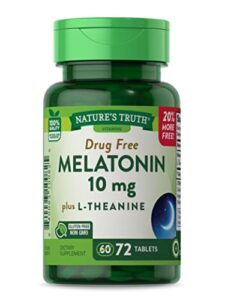 nature's truth maximum strength melatonin 10 mg plus l-theanine capsules, 72 count