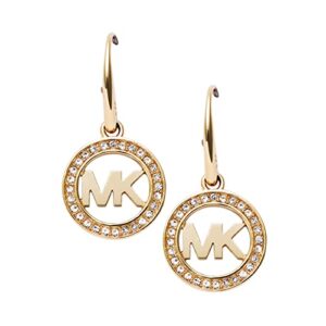 michael kors gold-tone mk logo drop earrings