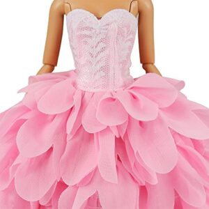 BARWA Princess Evening Party Clothes Wears Dress Outfit Set for 11.5 inch Doll with Hat (Pink Wedding Dress)