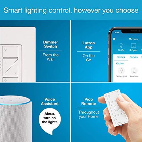 Lutron Caseta Deluxe Smart Dimmer Switch (2 Count) Kit with Caseta Smart Hub | Works with Alexa, Apple Home, Ring, Google Assistant | P-BDG-PKG2W | White