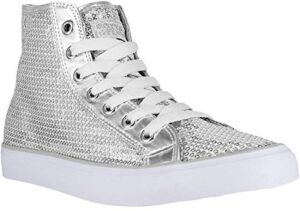 gotta flurt women's disco ii sequin glitter fashion high top dance sneakers silver