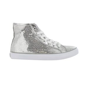 GOTTA FLURT Women's Disco II Sequin Glitter Fashion High Top Dance Sneakers Silver