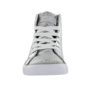 GOTTA FLURT Women's Disco II Sequin Glitter Fashion High Top Dance Sneakers Silver