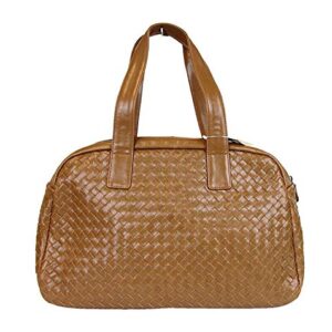 Bottega Veneta Women's Brown Leather Woven Dome Boston Bag