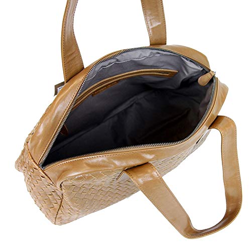 Bottega Veneta Women's Brown Leather Woven Dome Boston Bag