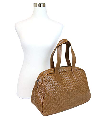 Bottega Veneta Women's Brown Leather Woven Dome Boston Bag