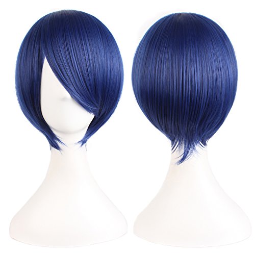 MapofBeauty 12 Inches/30 cm Short Straight Cosplay Costume Wig Party Wig (Mixed Blue)