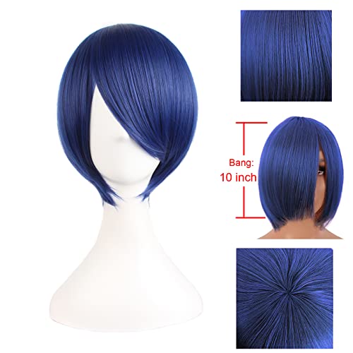 MapofBeauty 12 Inches/30 cm Short Straight Cosplay Costume Wig Party Wig (Mixed Blue)