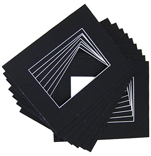 50 Pcs of 8x10 BLACK Picture Mats Mattes Matting for 5x7 Photo + Backing + Bags