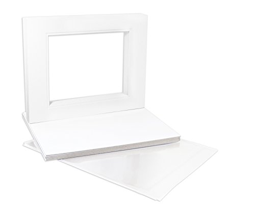 Pack of 10 16x20 White/White Double Mats Mattes with White Core Bevel Cut for 11x14 Photo + Backing + Bags