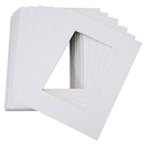 pack of 25 8x10 white picture mats mattes with white core bevel cut for 5x7 photo + backing + bags
