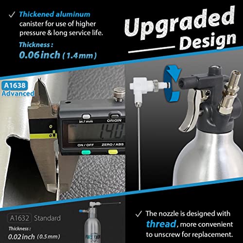 FIRSTINFO A1638 Patented Max. Pressure 140psi / 620ml Thickened Aluminum Canister Refillable High Pressure Aerosol Spray Can/Pneumatic Compressed Air Sprayer