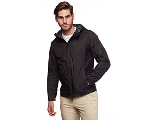 tommy hilfiger men's waterproof breathable hooded jacket, black, x-large