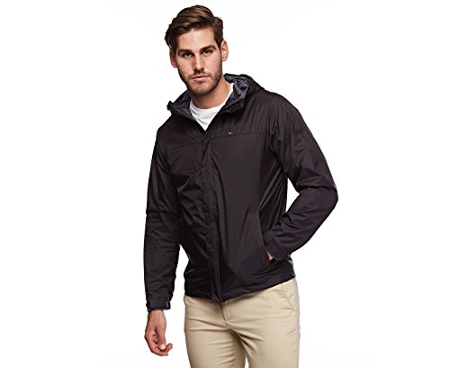 Tommy Hilfiger Men's Waterproof Breathable Hooded Jacket, Black, X-Large