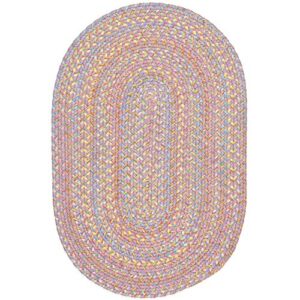 super area rugs braided rug for kids room - nursery rug - classroom rug - made in usa - washable rug for playroom - hipster, pink multi, 4' x 6' oval