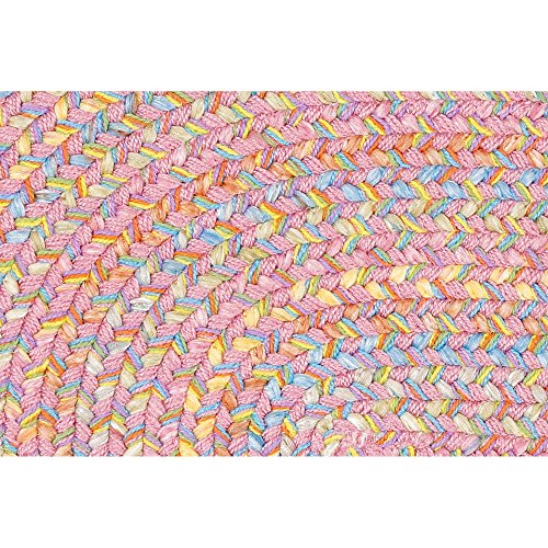 Super Area Rugs Braided Rug for Kids Room - Nursery Rug - Classroom Rug - Made in USA - Washable Rug for Playroom - Hipster, Pink Multi, 4' X 6' Oval