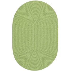 super area rugs lullaby oval braided rug durable playroom carpet, solid lime green, 4' x 6' oval