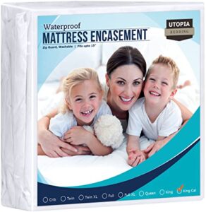 utopia bedding zippered mattress encasement california king - 100% waterproof and bed bug proof mattress protector - absorbent, six-sided mattress cover