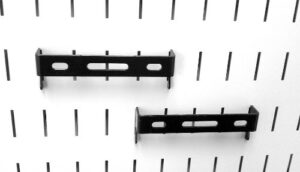 wall control pegboard 1in x 4in c-bracket slotted metal pegboard hook for wall control pegboard and slotted tool board – black