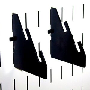 Wall Control Pegboard Slotted Metal Pegboard Bracket Pair Accessory Pack for Wall Control Pegboard and Slotted Tool Board – Black