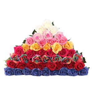 LG LOUIS GARDEN Red Rose Artificial Flowers, Beauty and The Beast Rose Kit, Single Red Rose for Mother's Day Home Decor Centerpieces Party Wedding Anniversary Decorations