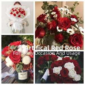 LG LOUIS GARDEN Red Rose Artificial Flowers, Beauty and The Beast Rose Kit, Single Red Rose for Mother's Day Home Decor Centerpieces Party Wedding Anniversary Decorations