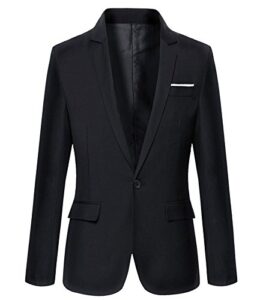 mens slim fit casual one button blazer jacket (s, 302black)