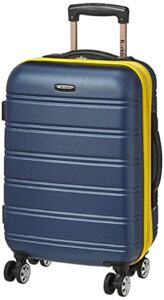 rockland melbourne hardside expandable spinner wheel luggage, navy, carry-on 20-inch