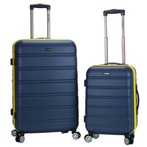 rockland unisex adults melbourne hardside expandable spinner wheel luggage, navy, 2-piece set (20/28)