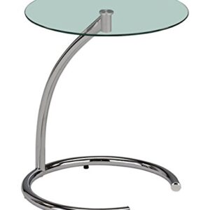 Kings Brand Furniture - Chrome with Glass Modern Accent Side End Table