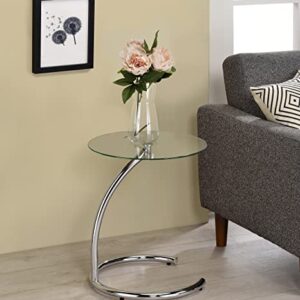 Kings Brand Furniture - Chrome with Glass Modern Accent Side End Table