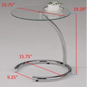 Kings Brand Furniture - Chrome with Glass Modern Accent Side End Table