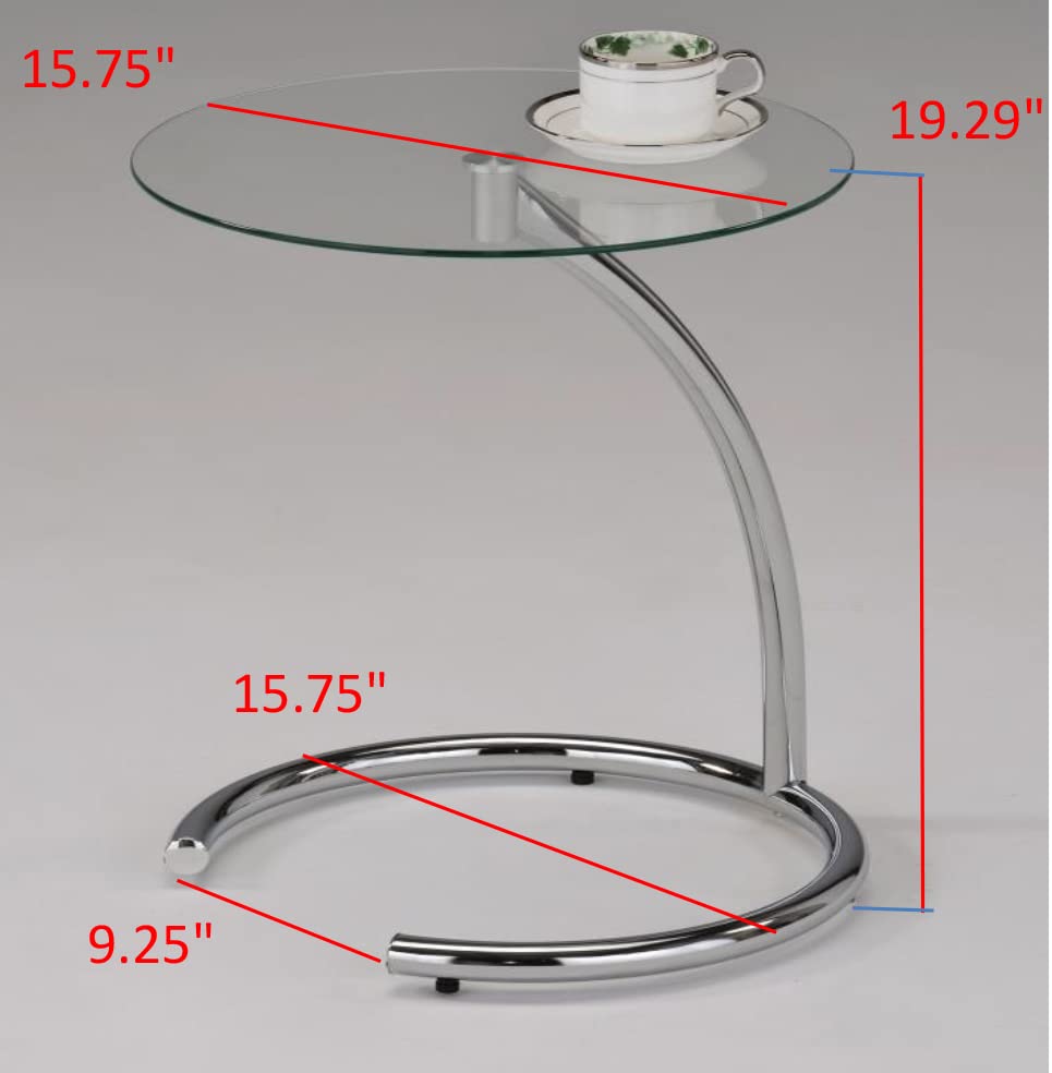 Kings Brand Furniture - Chrome with Glass Modern Accent Side End Table